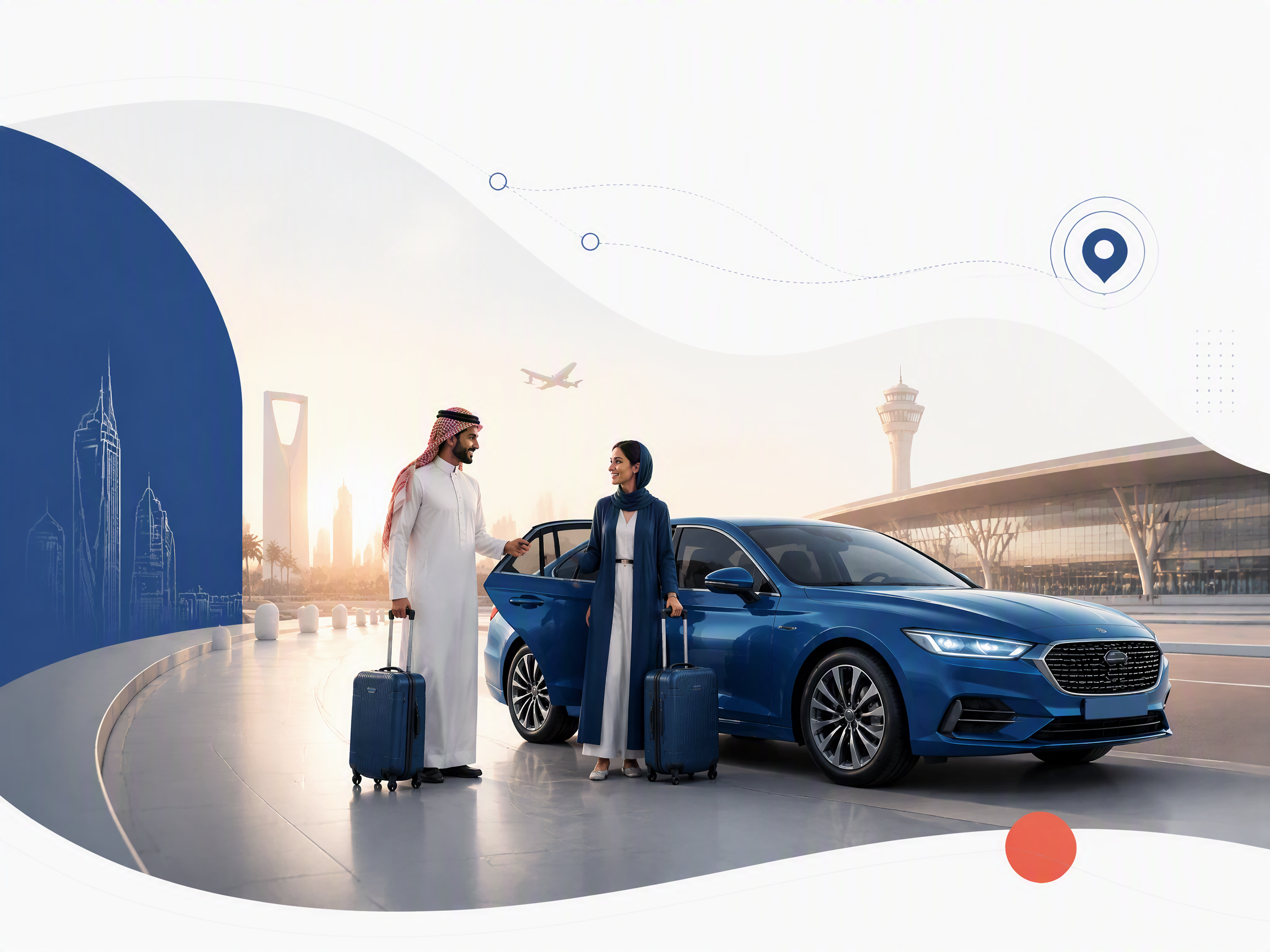 مسافرون يستفيدون من رحلة تشاركية إلى المطار